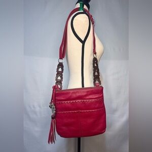 BRIGHTON Fuchsia Leather Crossbody Bag